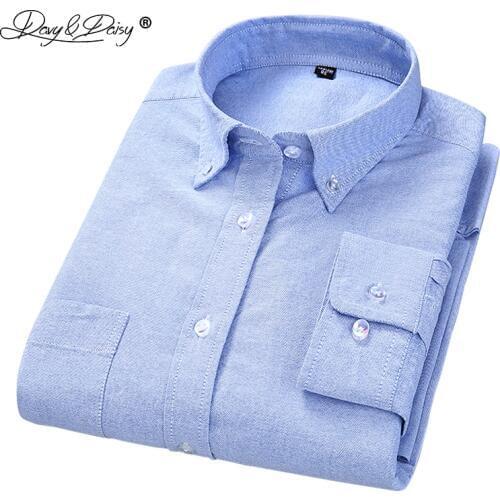 DAVYDAISY 2020 High Quality 100% Cotton Oxford Men Shirt Long Sleeved Simple Solid Casual Shirts Brand camisa masculina DS152