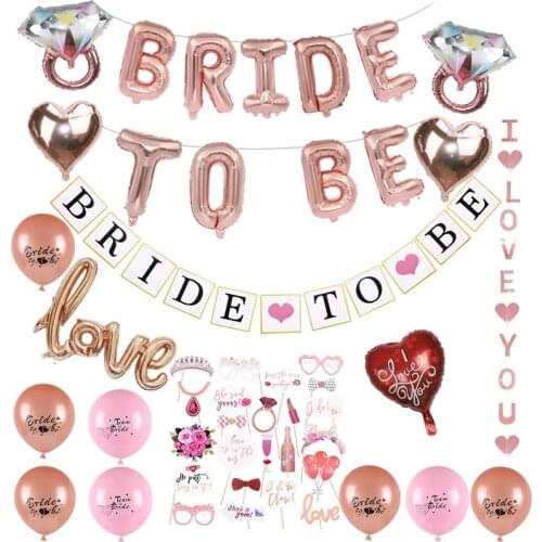 Wedding Party Decorations Bride To Be Balloons Letter Diamond Heart Foil Balloon Hen Bachelorette Party Garland Decor