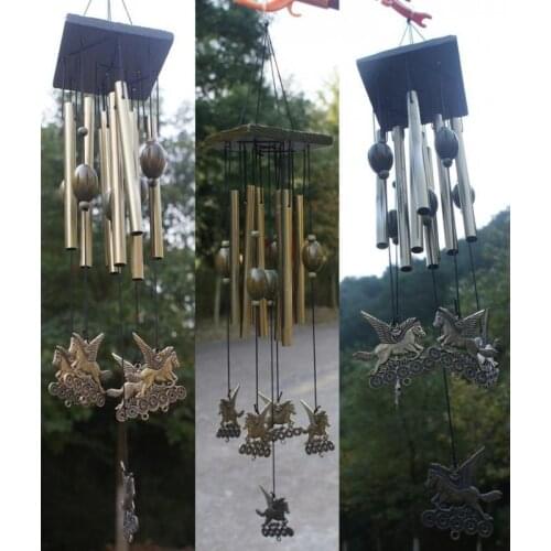 Deep Relaxing Tubes Windchime Chapel Bells Wind Chimes Lucky Decor Wood Alloy