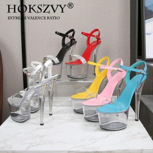 HOKSZVY Women Shoes Summer Sandals Gladiator Heels Pole Dance High-heeled Sandals Clear High Heels Platform Diamonds Sandals LFD