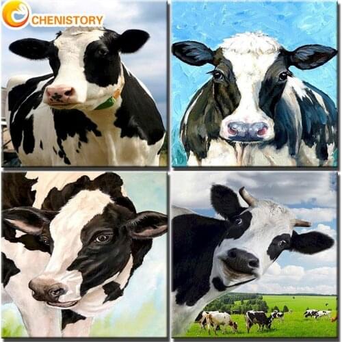 CHENISTORY Cow Oil Paintings By Number On Canvas Frame Coloring Handmade Drawing Animal For Adults Diy Kits Pictures Home Decor