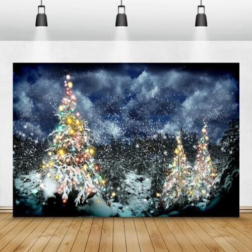 Laeacco Dreamy Photo Backdrop For Christmas Party Happy New Year Glitters Trees Photographic Background Photocall Photo Studio