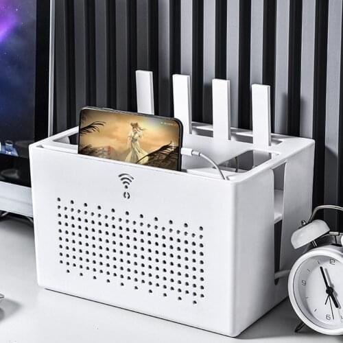 HOT Large Wireless Wifi Router Storage Box PVC panel Shelf Wall Hanging Plug Board Bracket Cable Storage Organizer Home Decor
