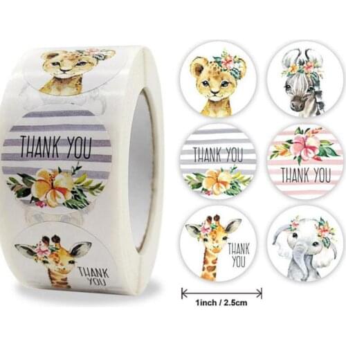 Cartoon Thank You Stickers 500pcs Adhesive Stickers for Small Business,Shipping Bags, Packaging, Labels, Round, Envelopes,Mail