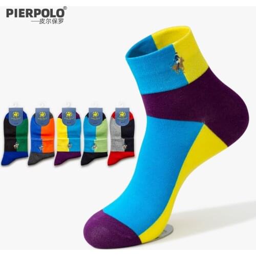 Pier Polo New Autumn Winter Warm Breathable Business Casual Men Cotton Socks Crew Embroidery Brand Gift Socks For Man
