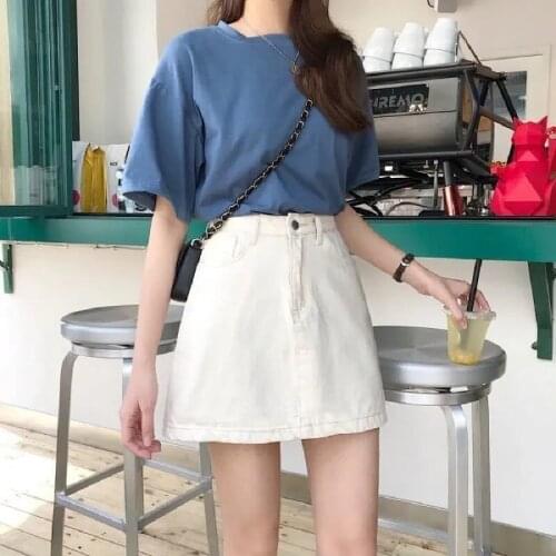 New Womens Skirt 2021 Summer Short Slim High Waist A-line Denim All-match Female Cute Sweet Girls Dance Casual Tide Mini Skirts