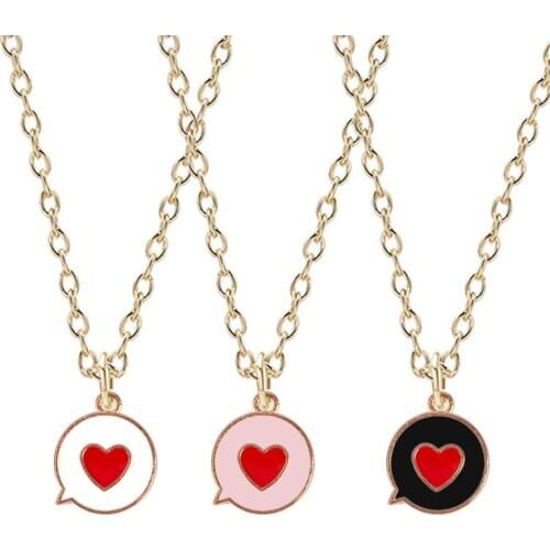 New Fashion Ladies Necklace Bubble-shaped Red Heart-shaped Pendant Alloy Metal Chain Simple Charm Creative Jewelry Gift Hot