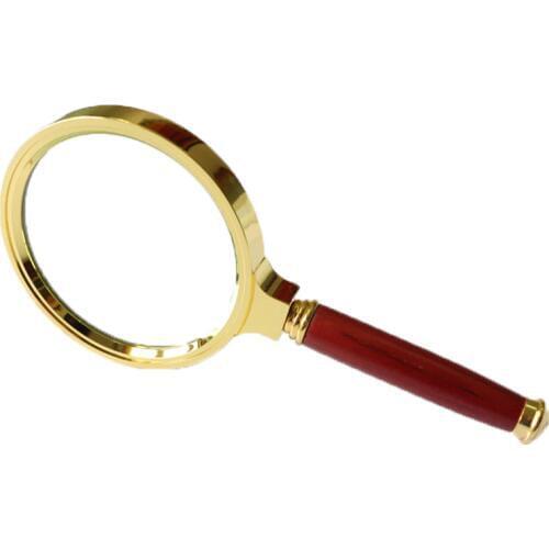 Portable HD 10X jewelry loupe magnifier led handheld 80mm golden optical glass reading and watch repair tool