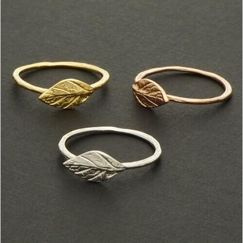 Simple Nature Leaf Ring Cute Olive Maple Plant Tree Leaf Ring Feather Ring Vine Rings for Ladies Women Wedding blessing jewelry