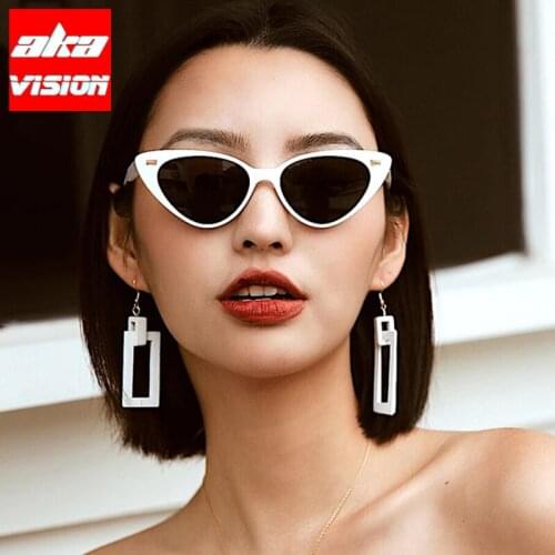 AKA VISION 2021 Vintage Sunglasses Women Retro Triangle Gradient Eyewear Women Cateye Glasses Oculos Mirror Gafas De Sol Mujer