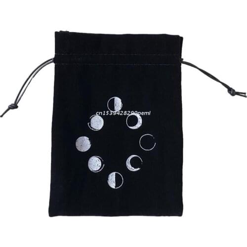 Yajom Tarot Cards Storage Bag Velvet,Moon Phase Oracle Card Bag Divination Board Game Accessories Mini Drawstring Dropship
