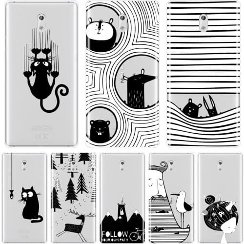 TPU For Nokia 1 2 3 5 6 8 Case Silicone Black Cat Dog Rabbit Bear Deer Girl Fish Soft Back Cover For Nokia 7 Plus X6 Phone Case