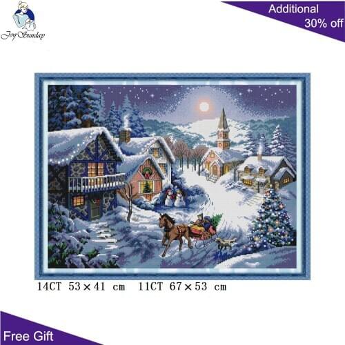 Your Gift Chirstmas Snow Evening F981 14CT 11CT Counted and Stamped Home Decor Dusk In The Snow Embroidery Cross Stitch Kits