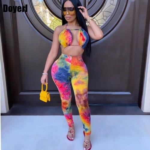 Party Club Romper Womens Jumpsuit Summer 2020 Tie Dye One Piece Skinny Bodycon Jumpsuit Elegant Backless Sexy Bodysuit Jumpsuit