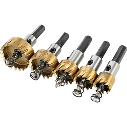 2020 High quality 5pcs HSS Hole Saw Stainless Steel Alloy Metal Milling Cutters Drill Bit Set 16/18.5/20/25/30mm With Wrenches
