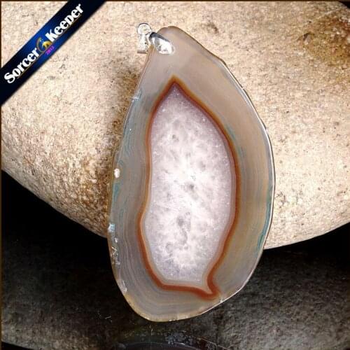 High Quality Natural Crystal Cluster Gem Stone Jewelry Polished Faceted Agates Slice Beads Pendant Necklace for Women WS268