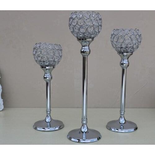 1Pcs Crystal Tealight Candle Holders Dining Table Centerpieces Metal Candlesticks Stand Wedding Christmas Halloween Decoration