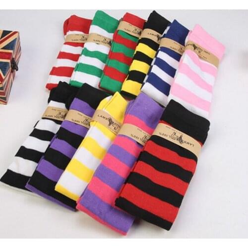 11 Colors Women Girls Over Knee Long Stripe Printed Thigh High Striped Patterned Socks Sweet Cute Warm Wholesale Lot now