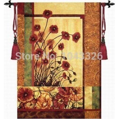 135*85cm The charm of poppy home textile landscape pictures decoration aubusson wall hanging tapestry jacquard fabric