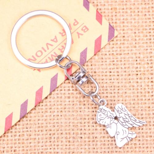 20pcs New Fashion Keychain 24x17mm pray angel Pendants DIY Men Jewelry Car Key Chain Ring Holder Souvenir For Gift