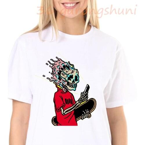 2020 T Shirt Women Fashion Casual Short Sleeve Sun Flowers t-shirt Hillbilly Funny Skull Punk Chemise Femme Tops Harajuku Kawaii