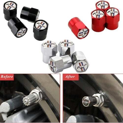 4 pcs Car Tire Decor Accessories Tire Valve Caps Wheel Parts for Mustang Logo for Focus 1 2 3 RANGER Fiesta fusion tierra