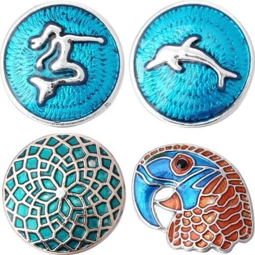 5pcs/lot New Vintage Snap Button Jewelry Dolphin Eagle Flower 18mm Snap Buttons Fit Snap Button Bracelet Bangle Charm Jewelry