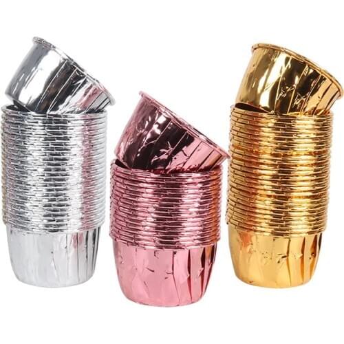 50pcs Solid Rose Gold Cake Cup Cupcake Paper party supplies Muffin Party Tray Bakeware Stands Cupcake Cases Liners wedding decor