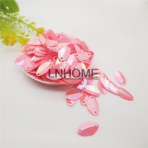 1000pcs 8*13mm Cup Oval Folded Sequins Horse Eyes Shape For Crafts Paillettes Wedding Sewing Accessories Middle Pink AB Spangles