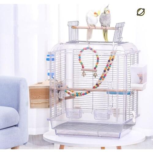Large Plastic Bird Cage Parrot Transparent Playground Rectangle Bird Cage Houses Outdoor Jaula Grande Birds Accessoires DL60NL