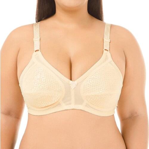 Womens Full Coverage Embroidered Support Wirefree Mastectomy Pocket Cotton Bra Plus Size 85C 90C 95C100C Cup Brassiere