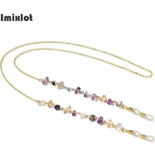 Fashion Sunglasses Bead Mask Chains Lanyards For Women Natural Stone Beaded Eyeglass Chain Eyewears Cord Holder Neck Strap Rope