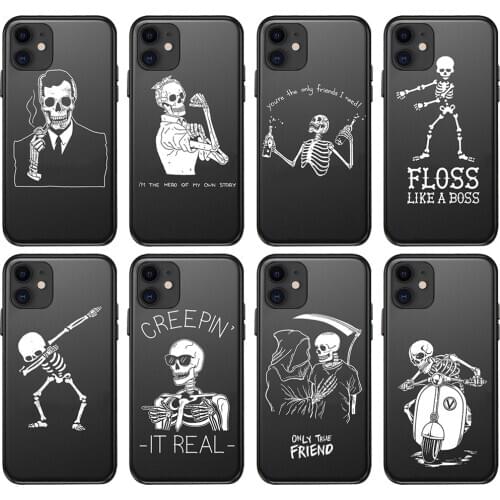 Aesthetic Skeleton Phone Case Halloween Skull Cover For iPhone 11 Pro Max 7 8 6 6S Plus XR X XS MAX 5 5S SE Silicone Case Gift
