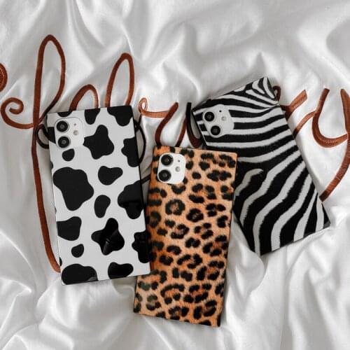 Leopard Milk Zebra Texture Phone Case For iPhone 11 12 Mini Pro Max 7 8 Plus Xs Max Xr X SE 2020 Soft Silicone Square Back Cover