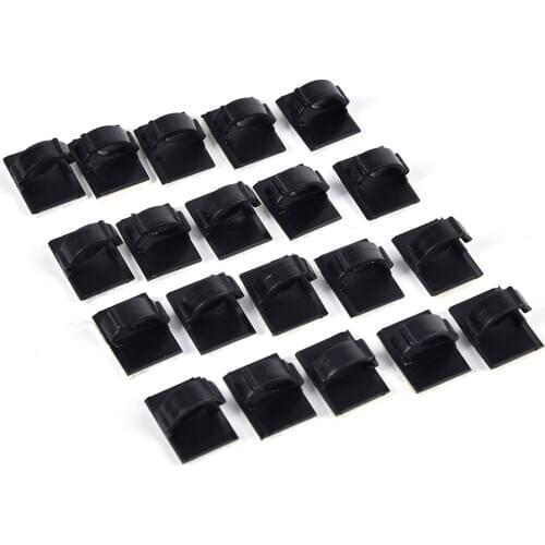 Black 20pcs/lot Self-adhesive Car Wire Clip Fixer Holder Cable Holder Rectangle Plastic Mount Clamp Network Office Cable