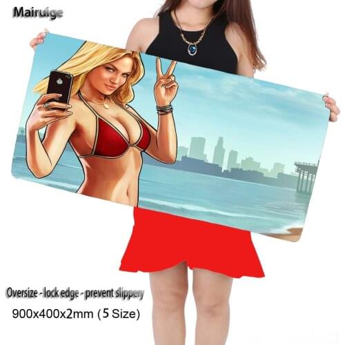 Ferr Shipping Mairuige Shop GTA 5 Beach Weather Large Gaming Mouse Pad Gamer Locking Edge Mouse Keyboards Mat Mousepad for DIY