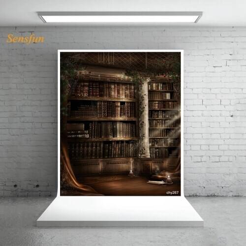 LEVOO Vintage Background Mysterious Library Bookshelf Books Portrait Photography Background Photo Studio Props Photozone Vinyl