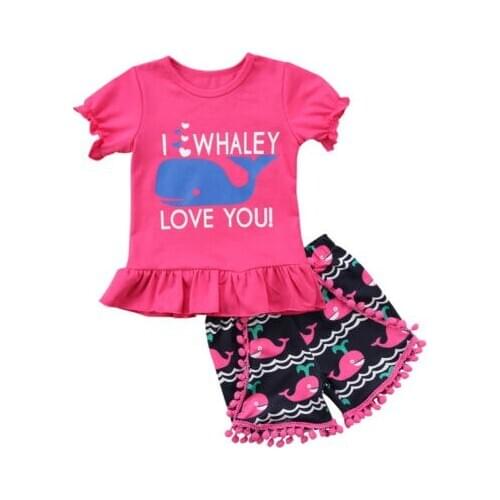 Fashion Baby Girl Kids Animal Top T-shirt +Shorts 2pcs Outfits Set Clothes Summer Size 1-6T