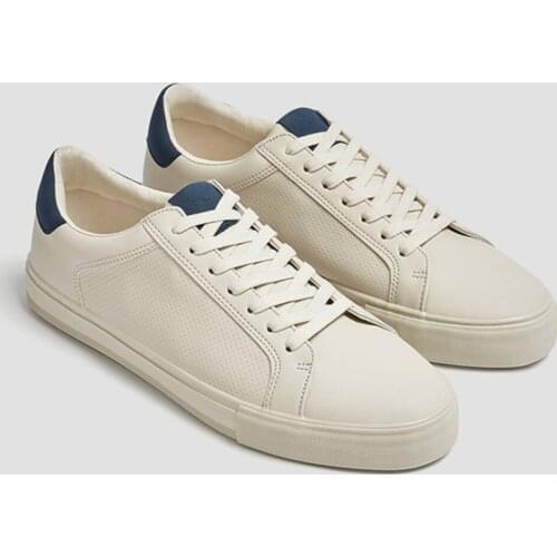 Men Ecru Casual Contrast Heel Piece Sports Shoes