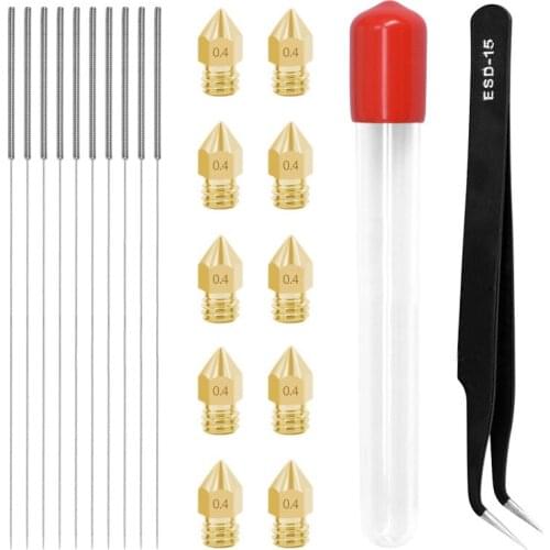 3D Printer Parts Kit ,Cleaning Needle Printers, MK8 Extruder Heater Block Hotend ,Drill Bits Tweezers DIY accessories Set