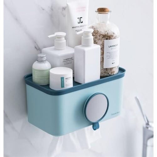 Wall Mounted Bathrrom Shelf Toilet Paper Holder Tissue Box Roll Paper Tube Storage Box Tray Holder