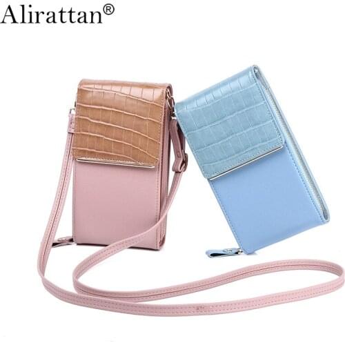 New PU Leather Crocodile Pattern Crossbody Bag For Women 2021 Fashion Design Mobile Phone Bag Lady Card Pack Purse Shoulder Bag