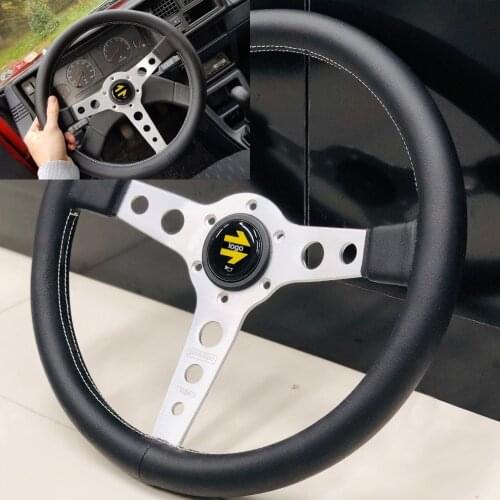 New vertex steering wheel modified sporty 14 inch 350 mm flat steering wheel racing silver black universal