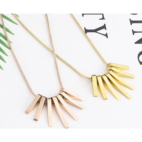 New Style Long Fringe Fan-shaped Pendant Clavicle Necklace Stainless Steel Woman Jewelry Love Gift Wholesale N-20