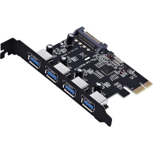Pcie To USB 3.0 HUB Adapter 4 Port USB3.0 Expansion Card with NEC UPD720201 Chip Converter Extension Sata Cable for Computer