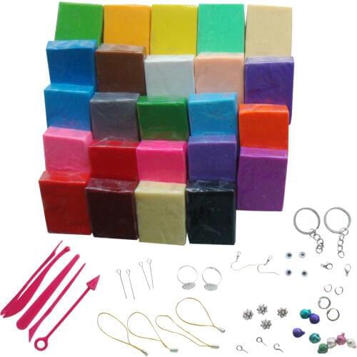 24 Colors Polymer Clay DIY Soft Modelling Clay Set with 5 pcs Tools for Child or Artist Jewelry make Nontoxic Slime Toys