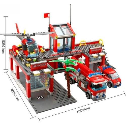 Fire Polic Station Model Blocks Compatible LegoINGlys City Building Blocks Plastic DIY Bricks Educational Toys For Children Gift