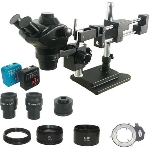 Soldering Industrial 4X-100X Simul-focal Trinocular Stereo Microscope 38MP HDMI digital USB Electronic camera phone inspection