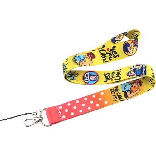 CA1513 We Can Do IT Women Lanyard Neck Strap for key ID Card Cellphone Straps Badge Holder DIY Hanging Rope Neckband Accessories