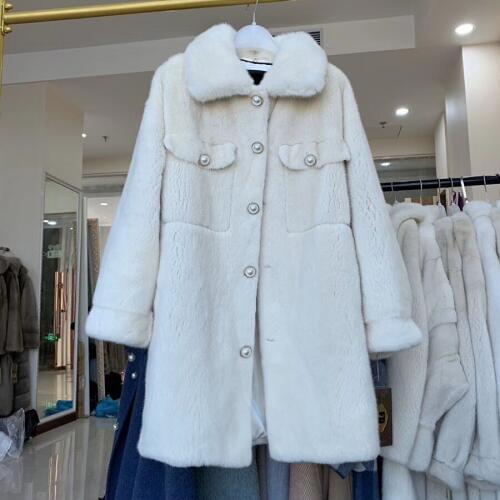 Real Mink Fur Women Medium long Coat Female detachable sleeves stand coollar Mandarin Collar good quality Real Mink Fur Jacket